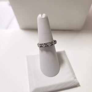 Avon Sterling Silver 925 Diamond Pattern Band Ring Size 7 Vintage Style Milgrain